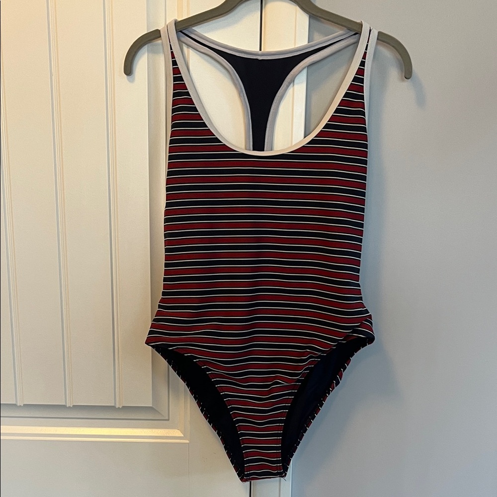 RVCA Striped One Piece Swimsuit L
